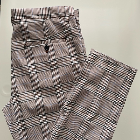 Men’s Brown Check Skinny Fit Trousers - Picture 2 of 5